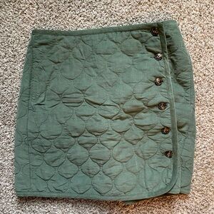 Madewell Quilted Button-Front Skirt in Olive